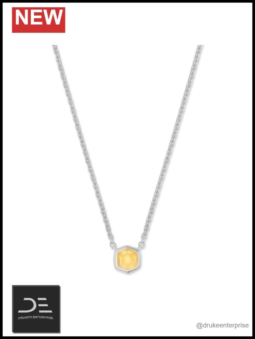 Kendra Scott Davie Pendant Necklace Sterling Silver Light Citrine